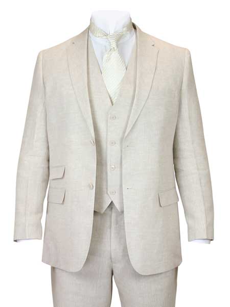 Riverdale Linen Coat - Natural | Crisp 3-Piece Linen Suit for Summer