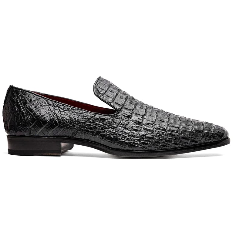 Marco Di Milano Trento Black Genuine Caiman Crocodile Slip-On