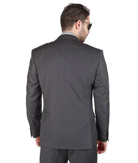 Slim Fit 2 Button Double Vented Men Charcoal Grey Suit - Dress Suit For Men