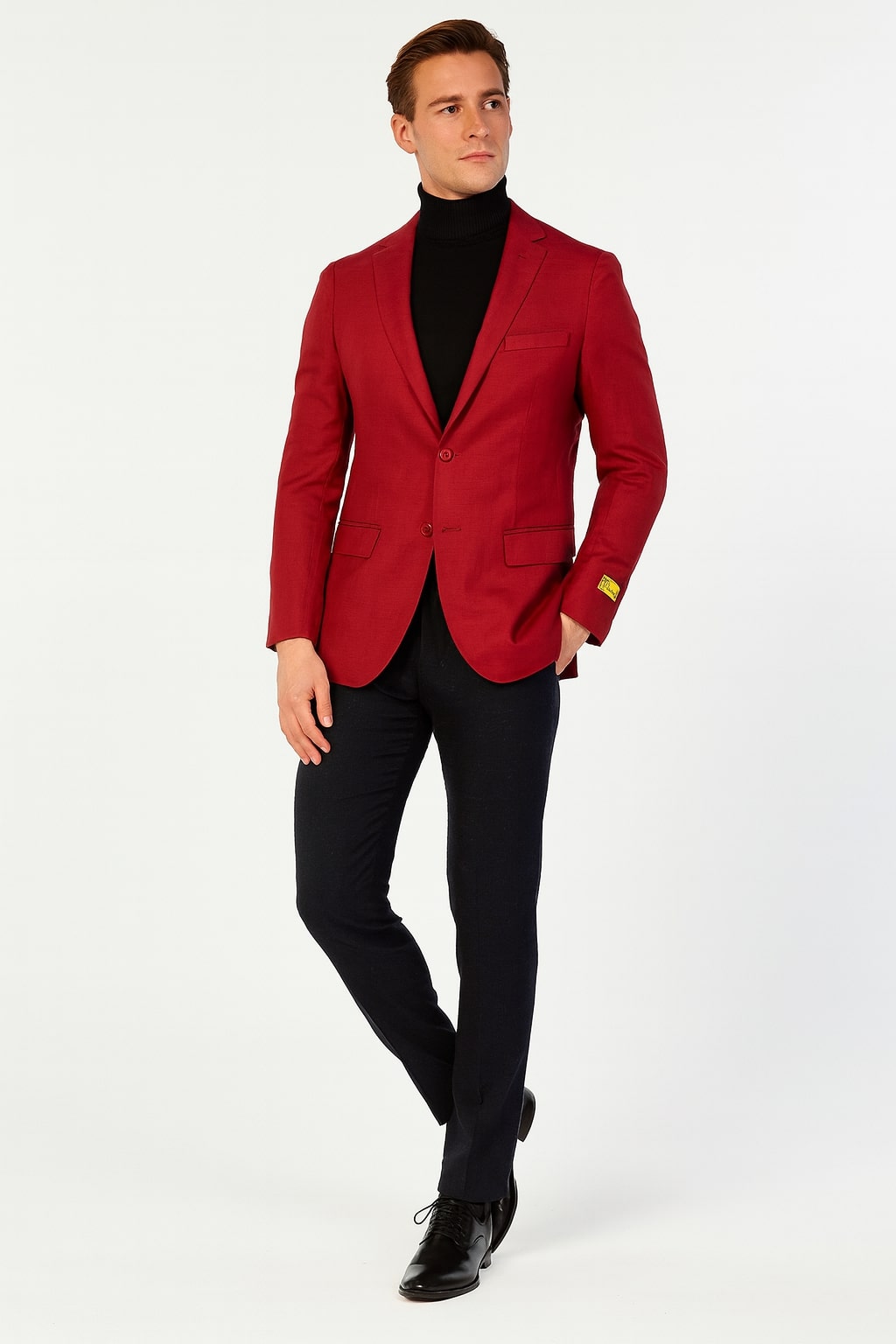 Mes Burgundy Red - Wine Two-Button Sport Coat Stylish Blazer for Business, Parties
