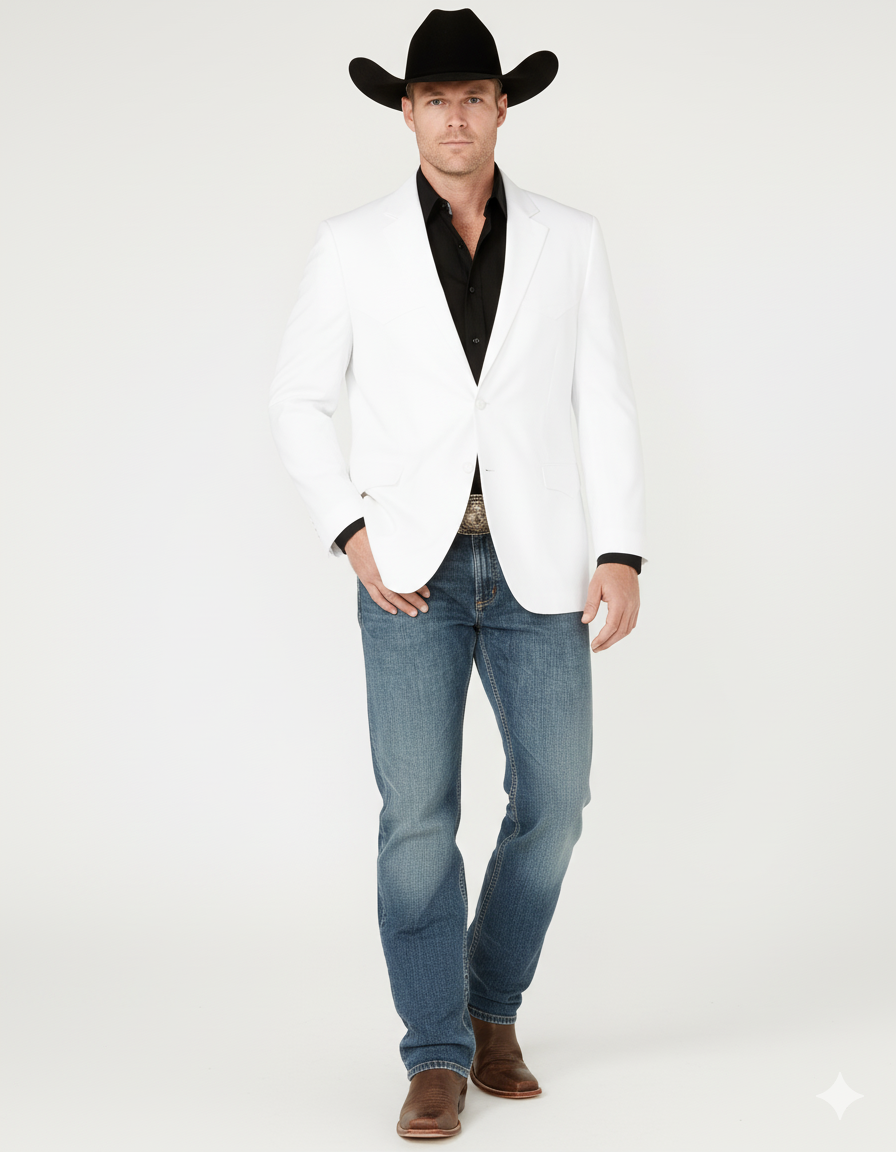 Mens White Western Blazer – Classic Cowboy Style Sport Coat for Formal - Cowboy Jacket