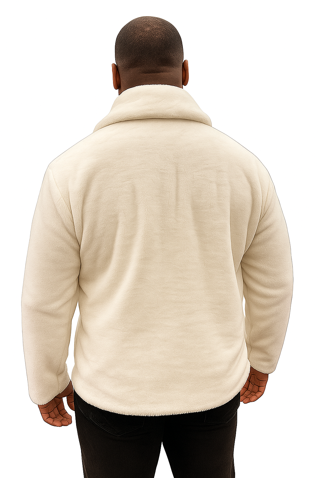 Men's White Fur Short Coat – Single Breasted, Full Zip, Regular Fit