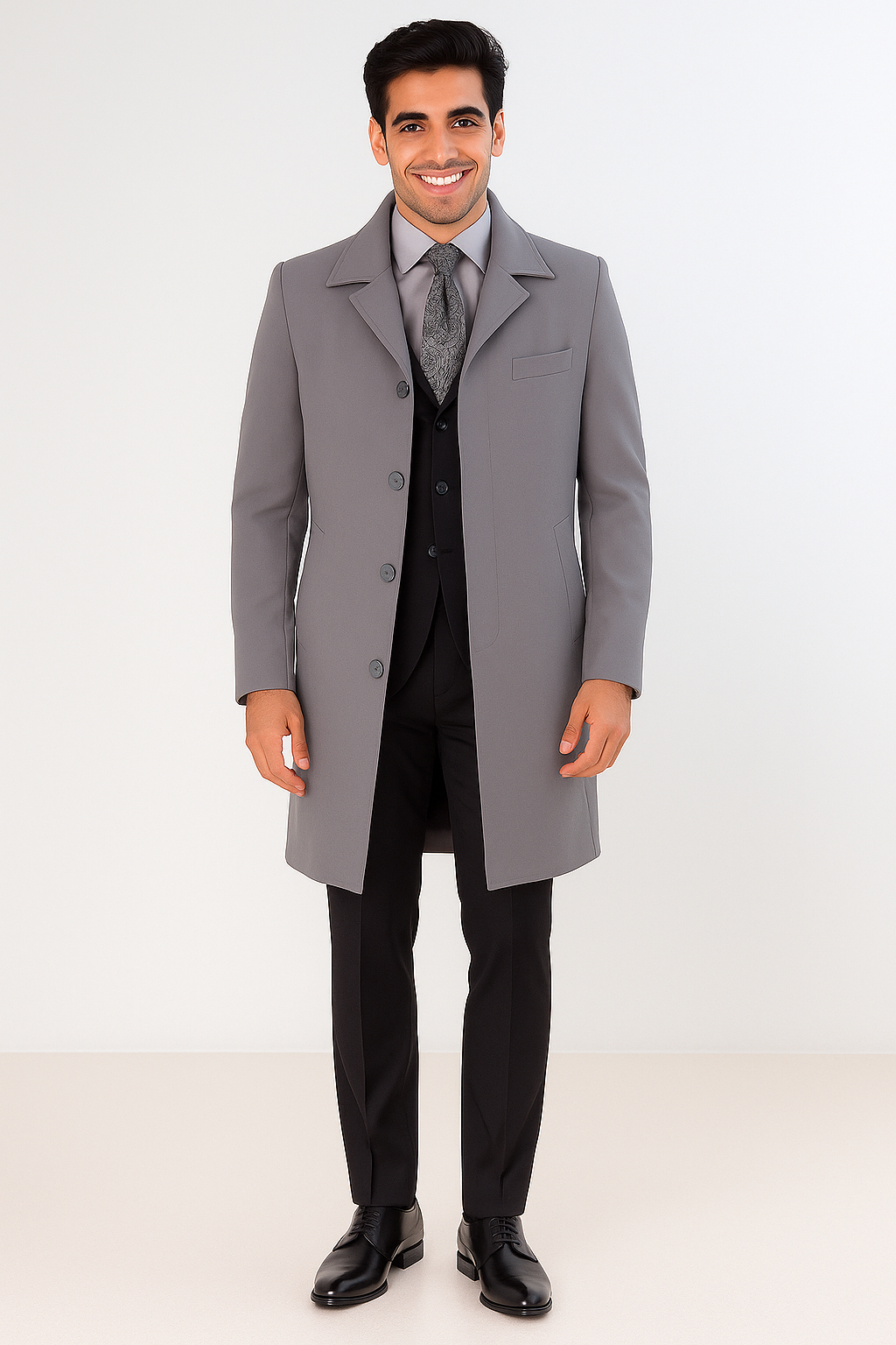 Men's Full Length Overcoat – Classic Winter Long Top Coat