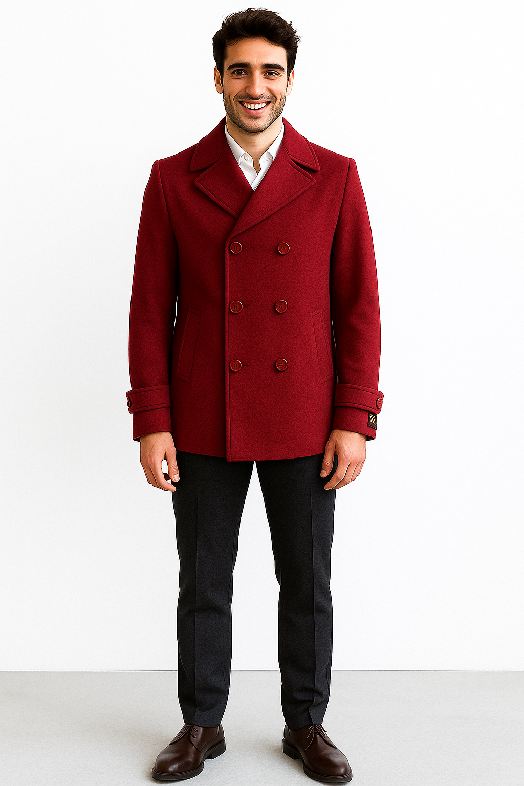 Men's Big & Tall Wool Peacoat Classic Double Breasted Overcoat Style