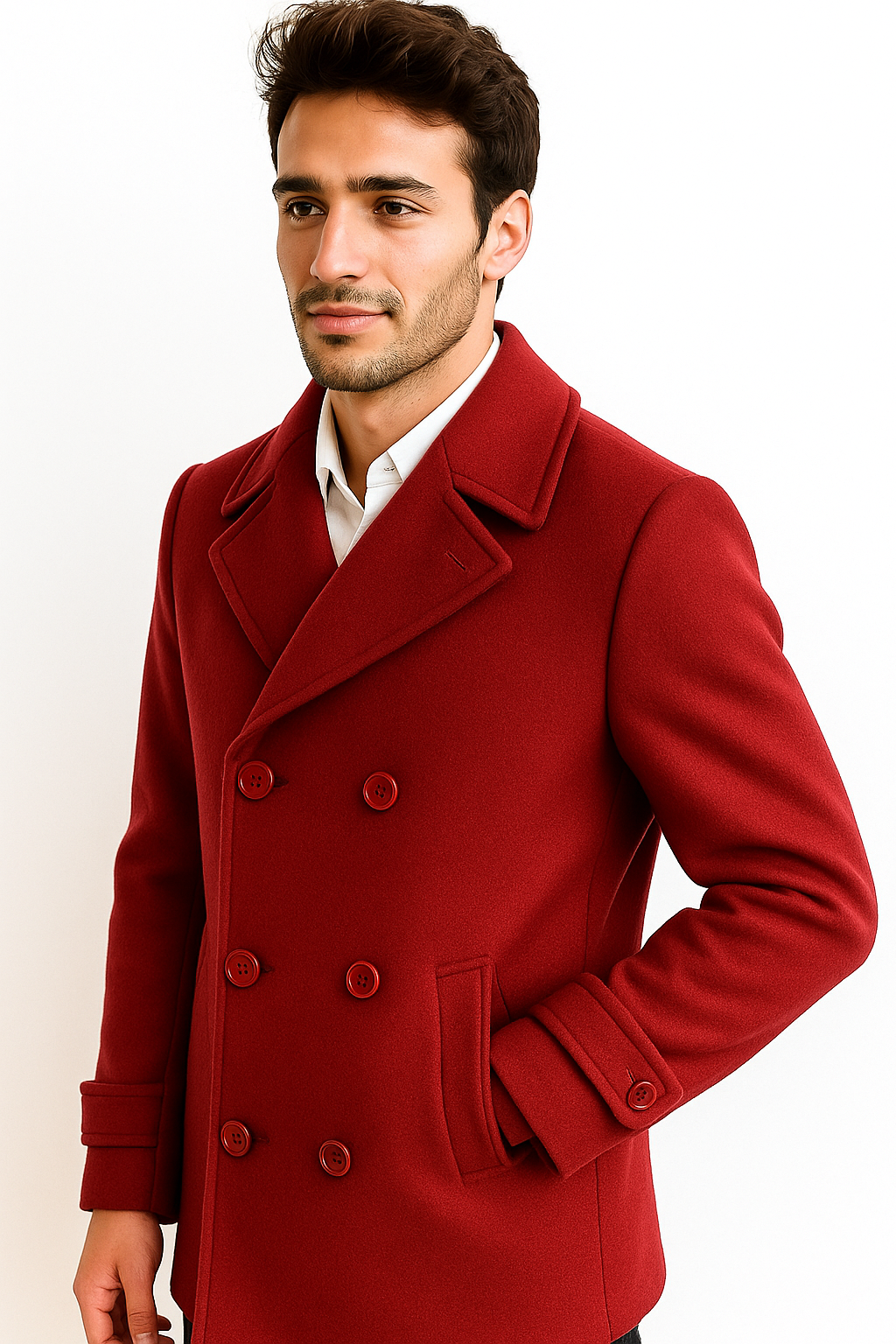 Men's Big & Tall Wool Peacoat Classic Double Breasted Overcoat Style