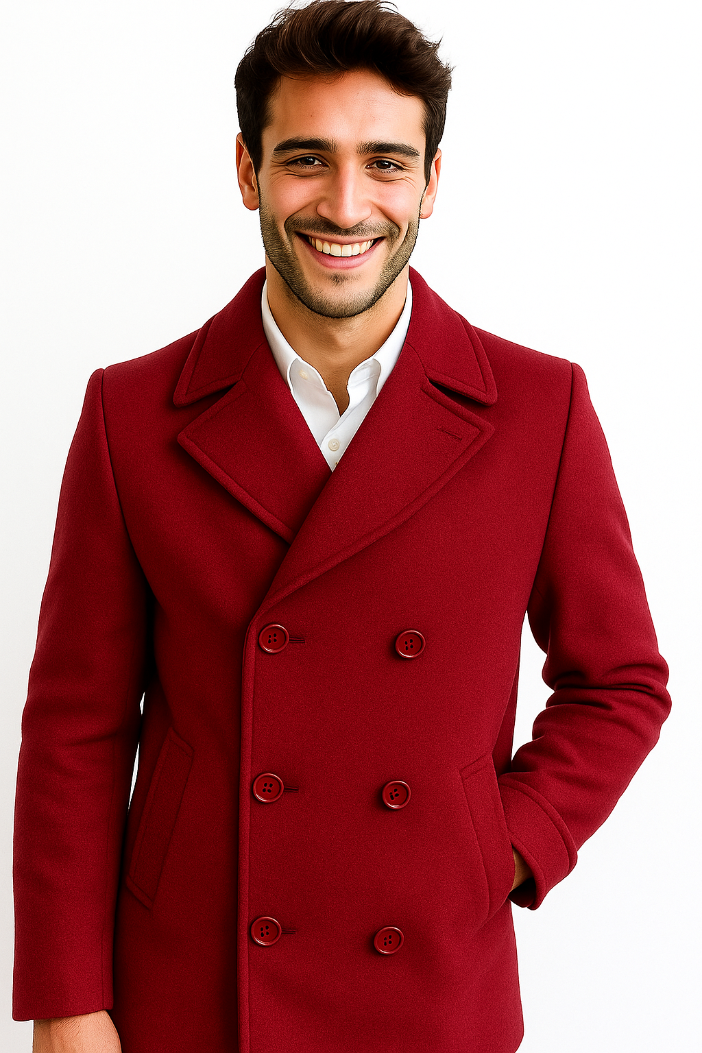 Men's Big & Tall Wool Peacoat Classic Double Breasted Overcoat Style