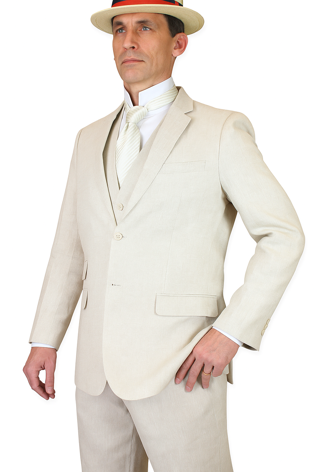 Riverdale Linen Coat - Natural | Crisp 3-Piece Linen Suit for Summer