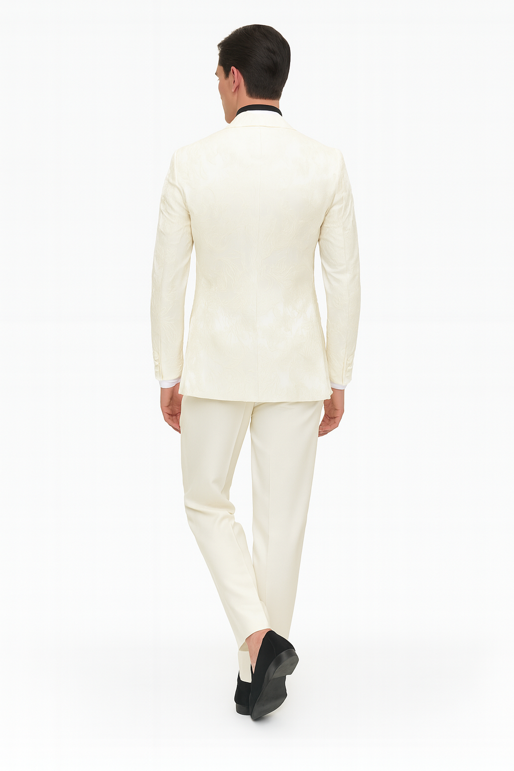 Mens Ivory Floral Embroidered Tuxedo Jacket Elegant Wedding and Party Blazer in Cream Color With Ivory Pants