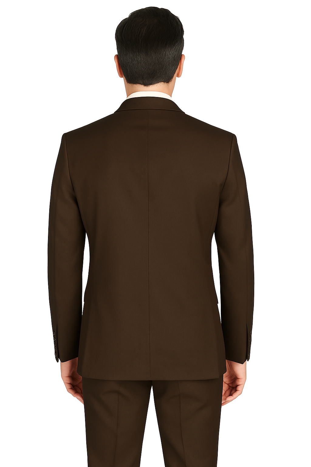 Slim Fit 2 Piece Suit Stretch Fabric Suit with Adjustable Waistband in Brown