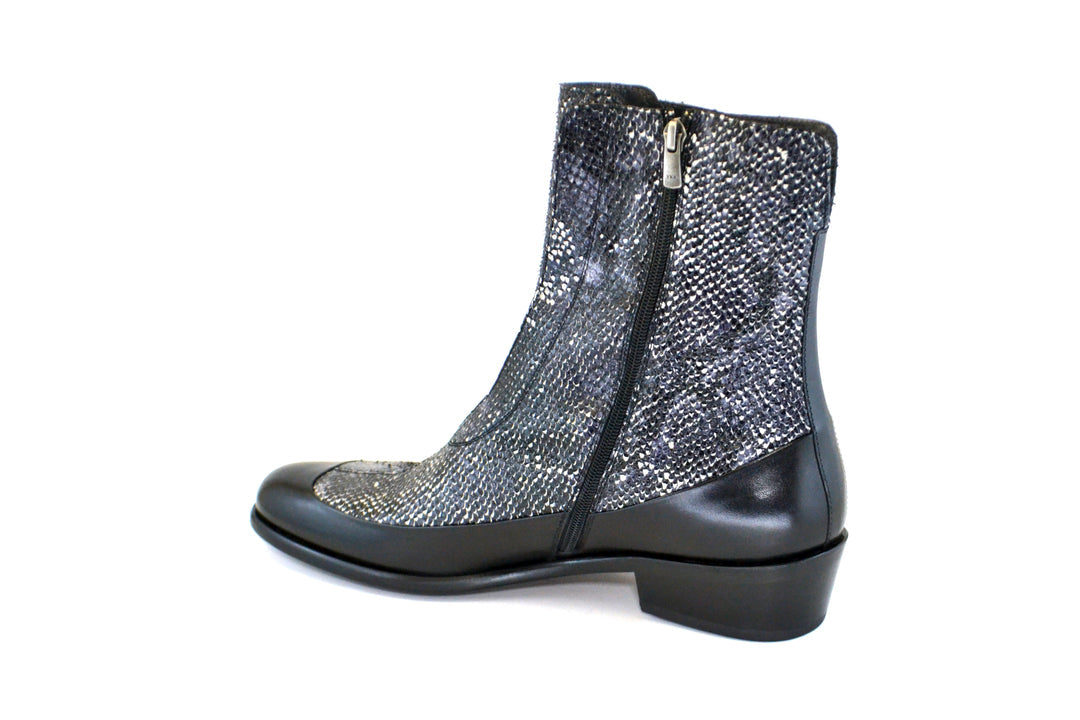Corrente 3273HS Python Printed Calfskin Slip-On Boot - Black