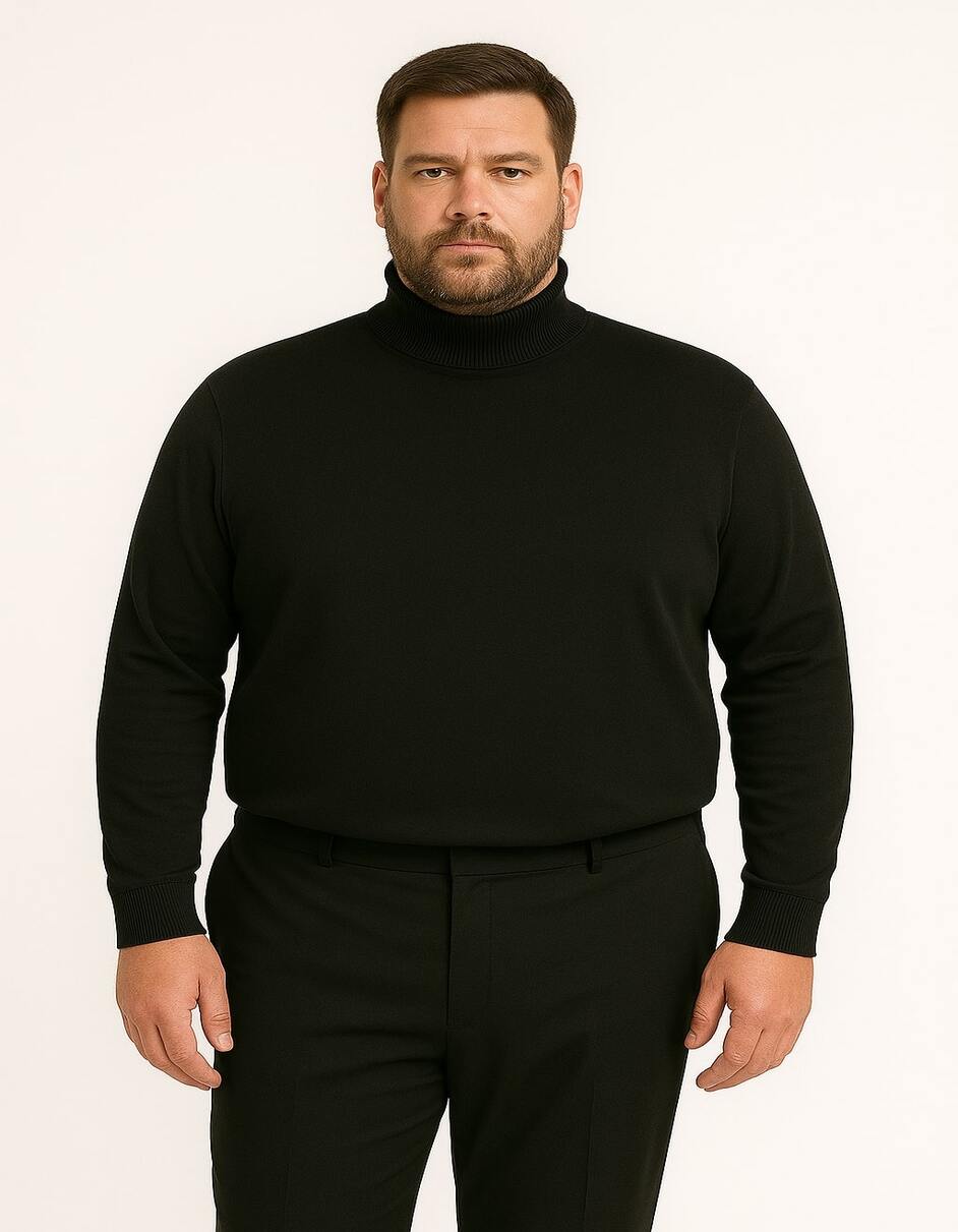 Men's Black Turtleneck Sweater – Classic Slim Fit Knit Pullover for Winter Layering