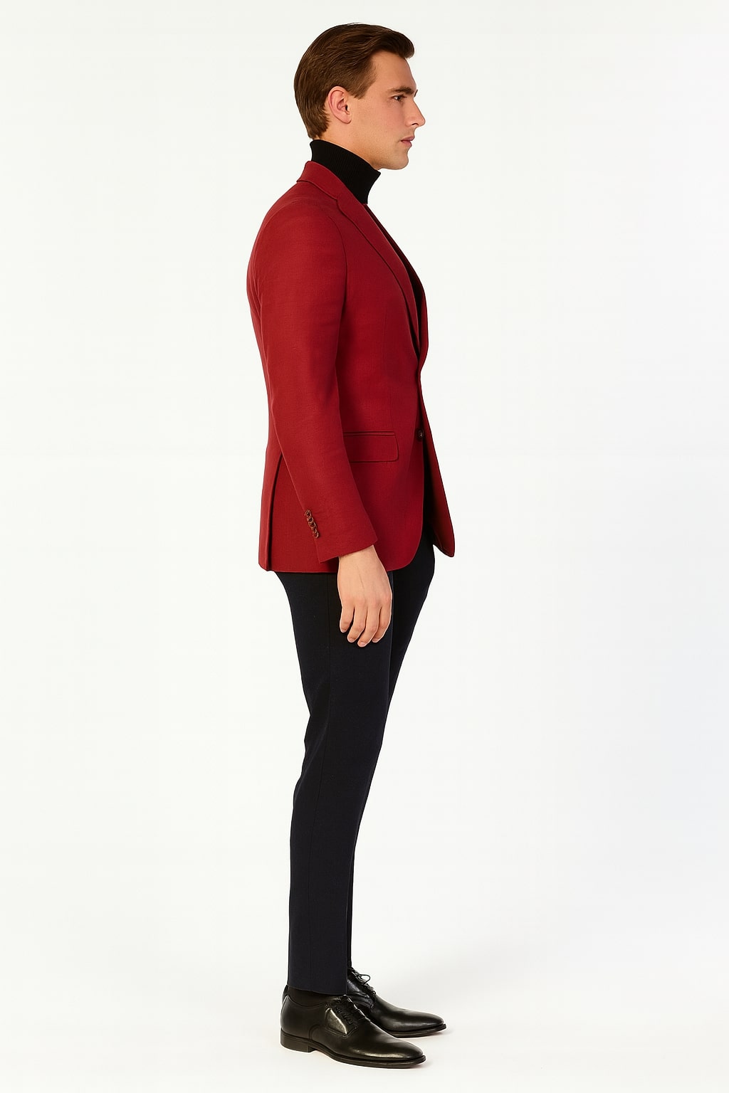 Mes Burgundy Red - Wine Two-Button Sport Coat Stylish Blazer for Business, Parties