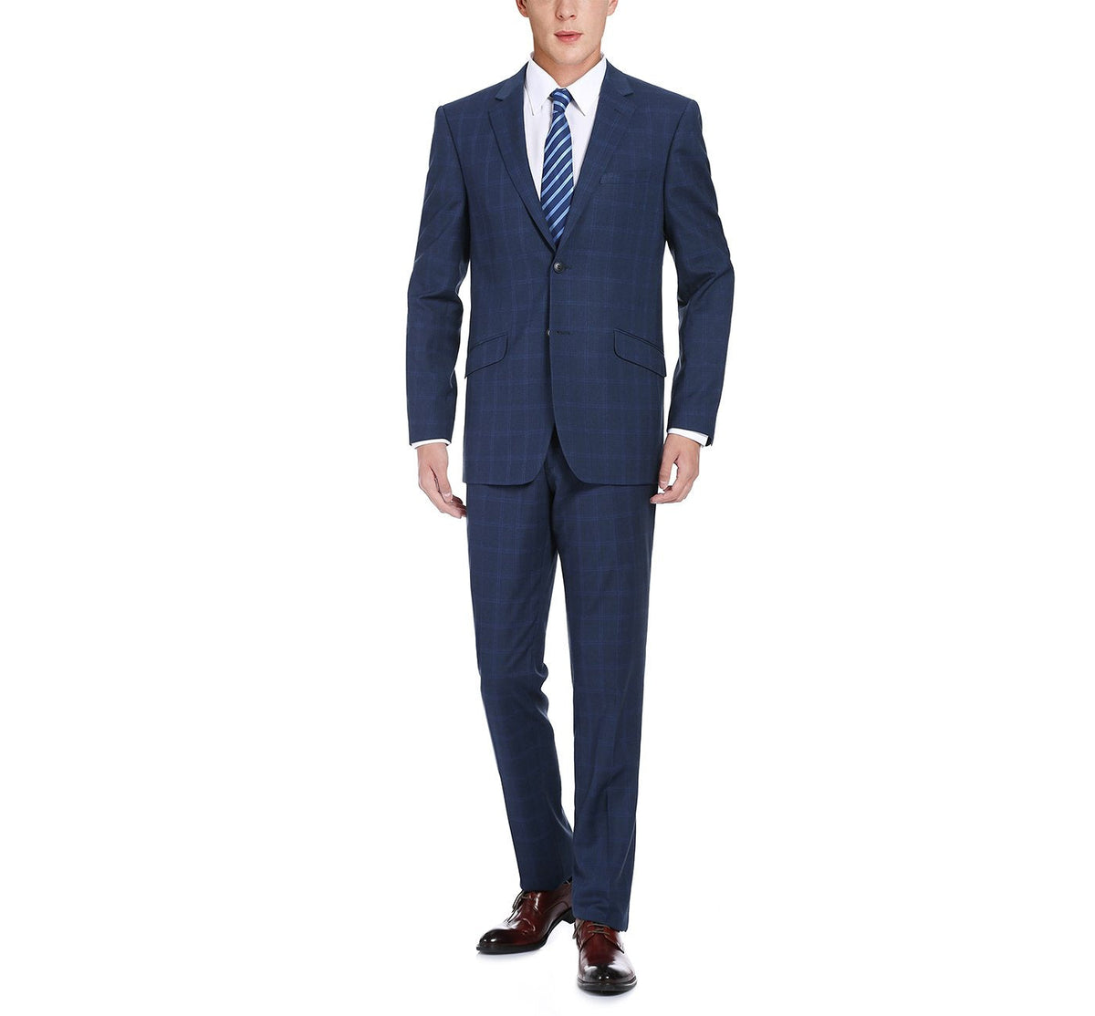 292-6 Men's Slim Fit 2-Piece Single Breasted Check Dress Suit