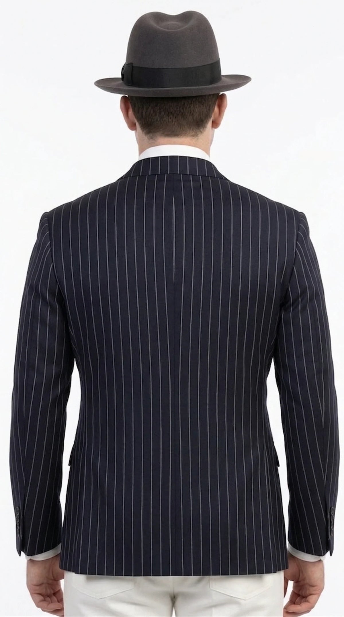 Men’s Black Pinstripe Blazer 1920s Gangster Mob Boss Style Jacket – Classic Double Breasted Vintage Suit Blazer, Formal Party Costume Wear