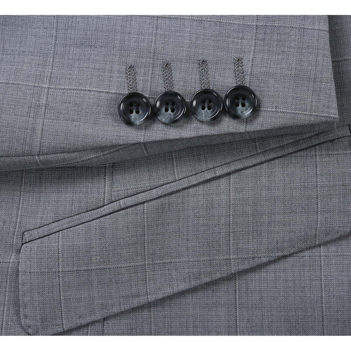 564-1 Men's Classic Fit Wool Blend Stretch Checked Suit