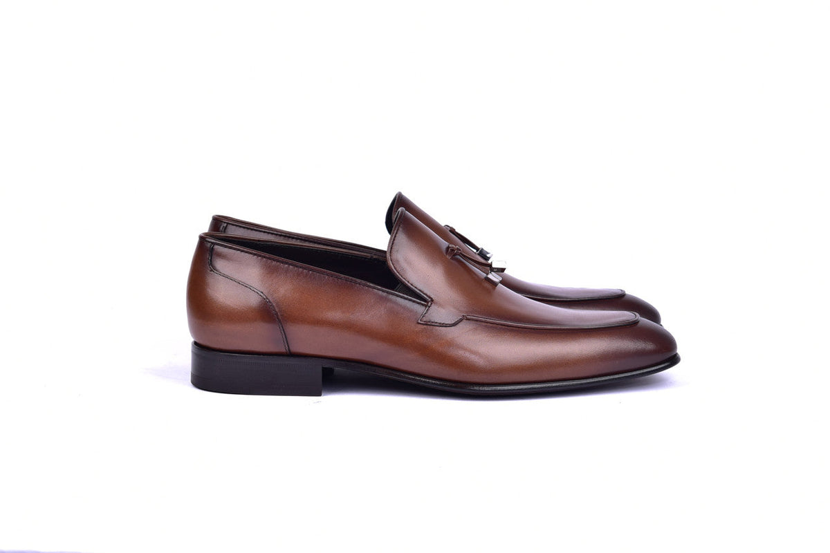 Corrente 5760 H Buckle Loafer Shoes - Cognac