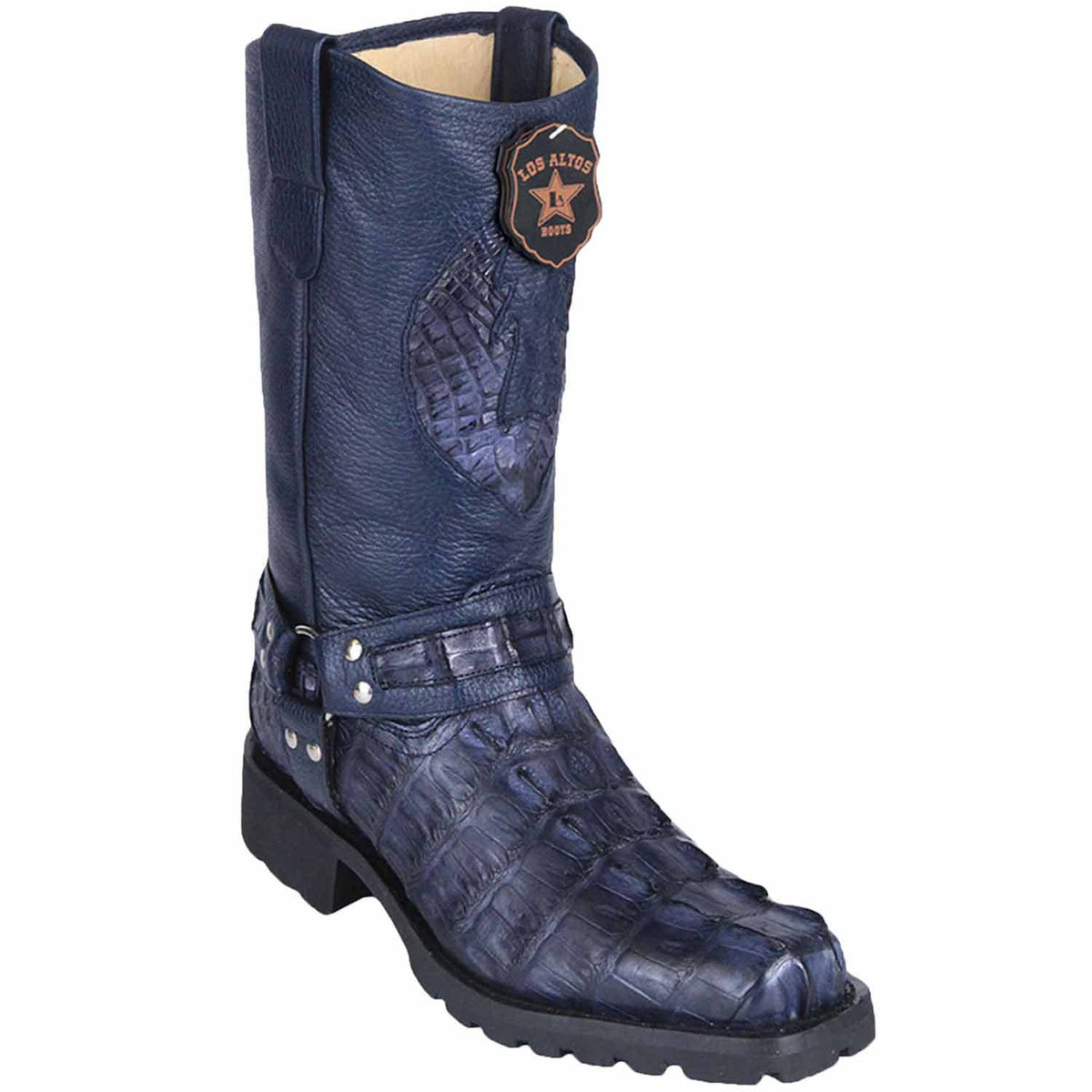 Men's Los Altos Caiman Tail Skin Biker Boots
