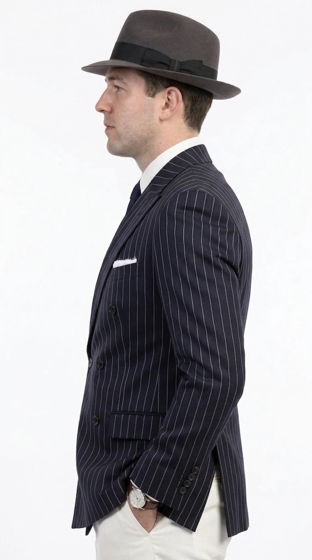 Men’s Black Pinstripe Blazer 1920s Gangster Mob Boss Style Jacket – Classic Double Breasted Vintage Suit Blazer, Formal Party Costume Wear