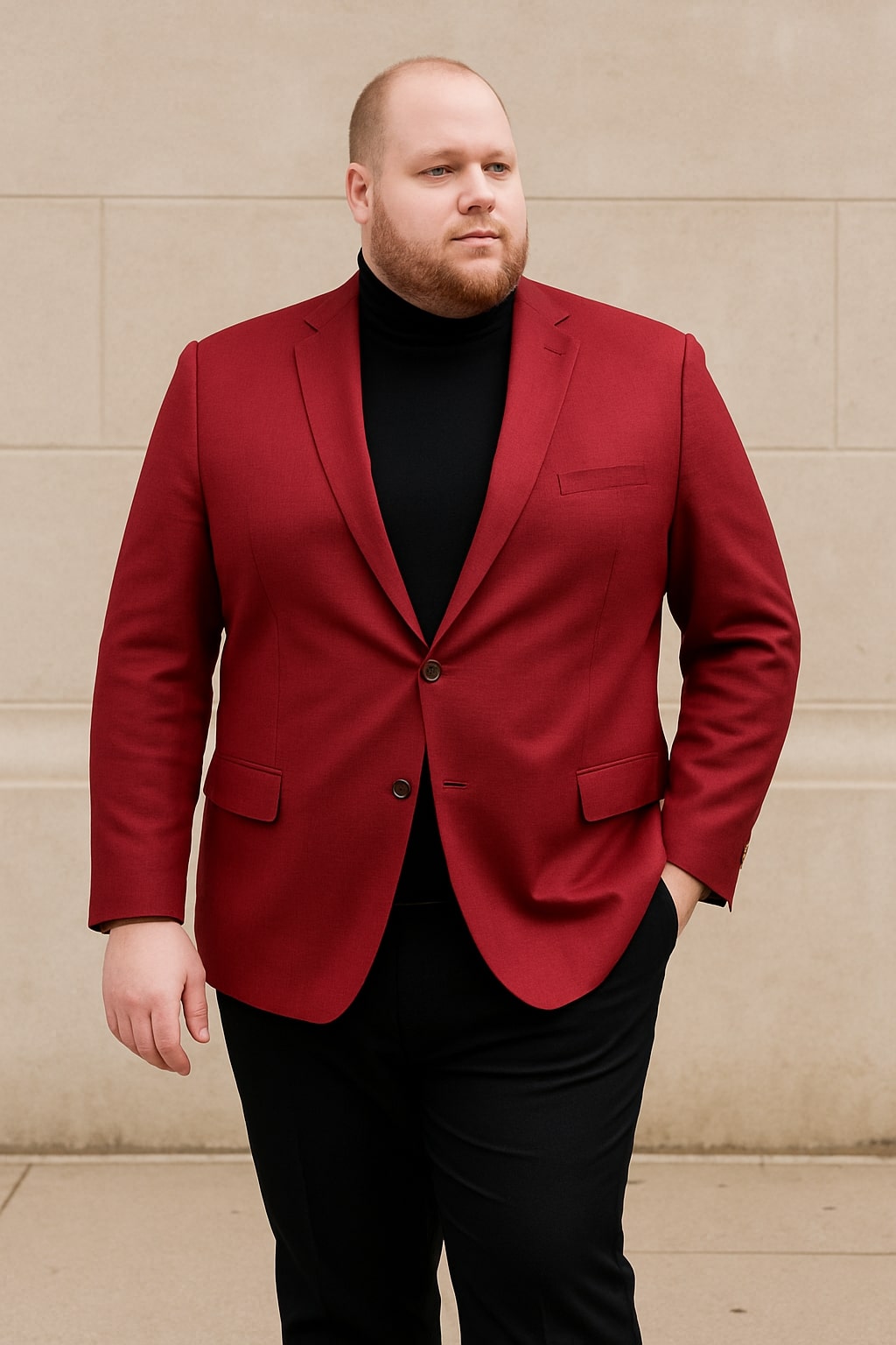 Mes Burgundy Red - Wine Two-Button Sport Coat Stylish Blazer for Business, Parties