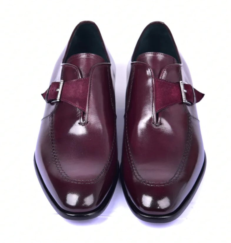 Corrente 6471 Leather Slip-On Monkstrap Shoe - Burgundy