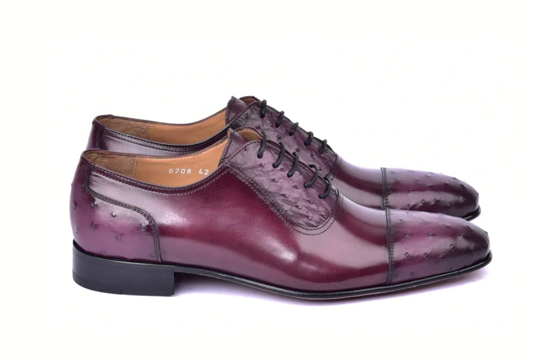 Corrente 6708 Cap-Toe Lace-Up Oxford - Burgundy