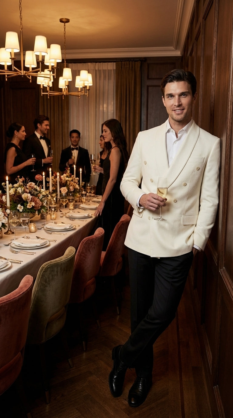 Mens Ivory Dinner Jacket Blazer – Elegant Ivory Cream Off White Formal Blazer Wedding Tuxedo Jacket Evening Wear