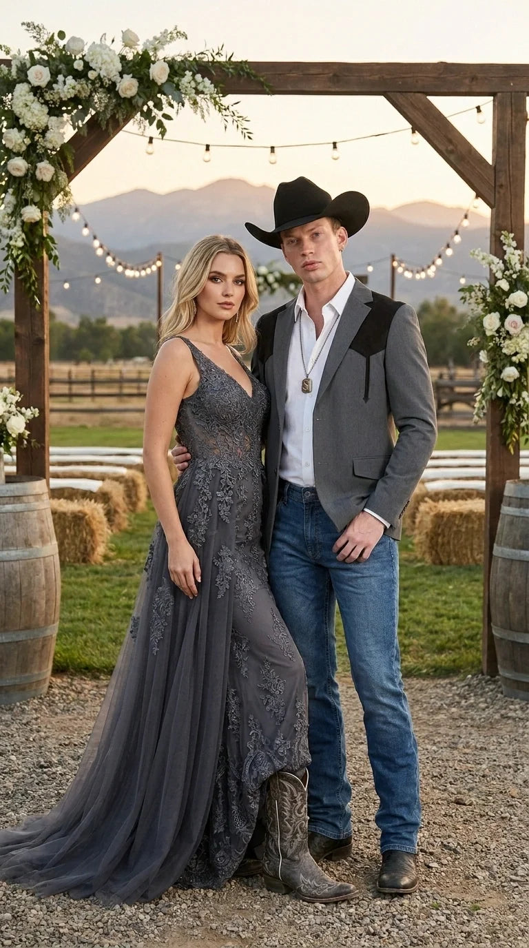 Men’s Dark Charcoal Western Blazer with Black Suede Yokes, Cowboy Sport Coat for Ranch Wedding and Country Events