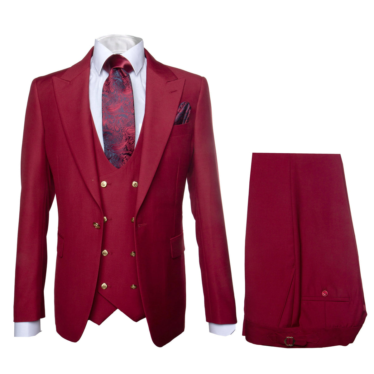 Rossi Man BOND RM1777 Slim Fit 3-Piece Red Suit – Modern Tailored Suit for Men