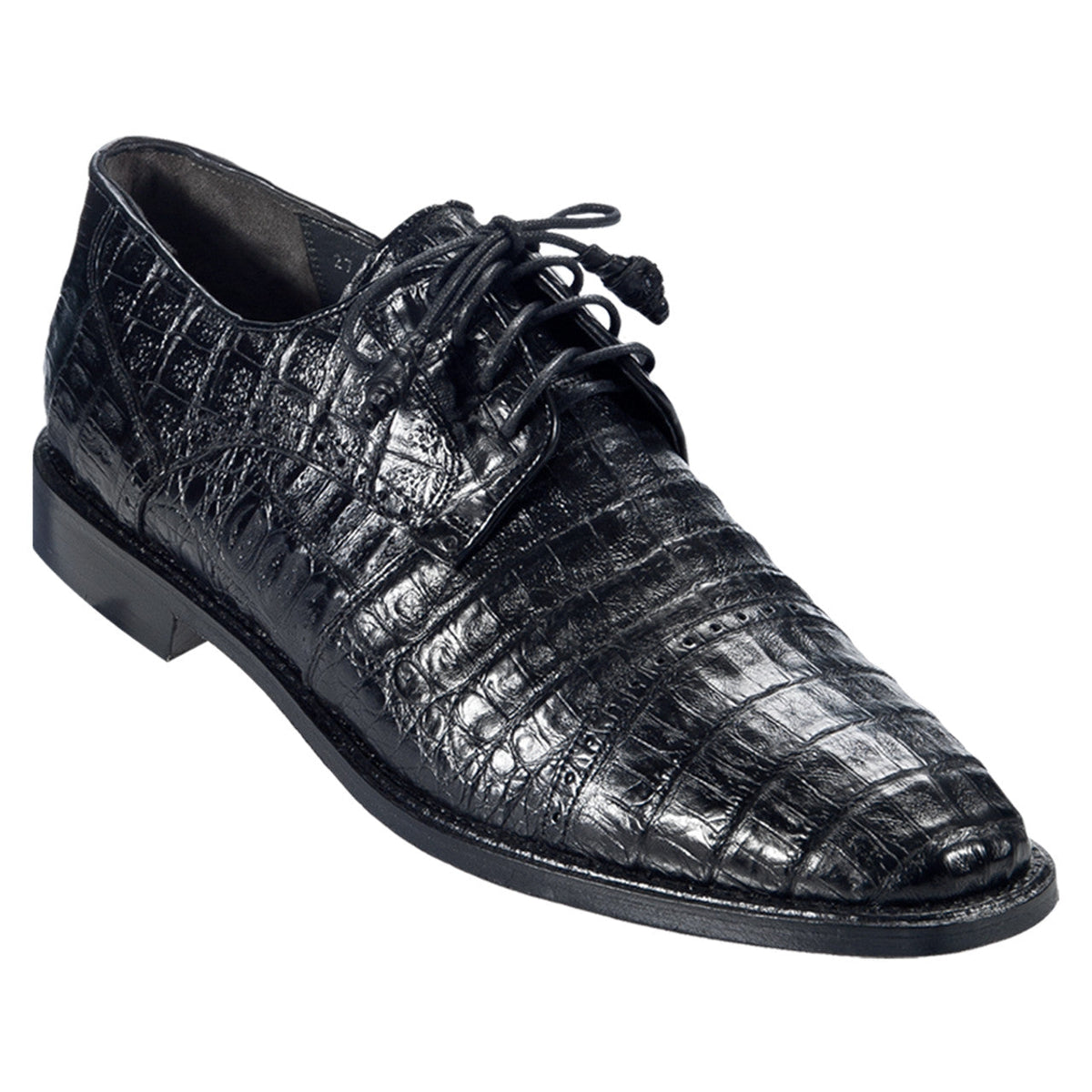 Los Altos Oxford Black Genuine Caiman Crocodile Shoes