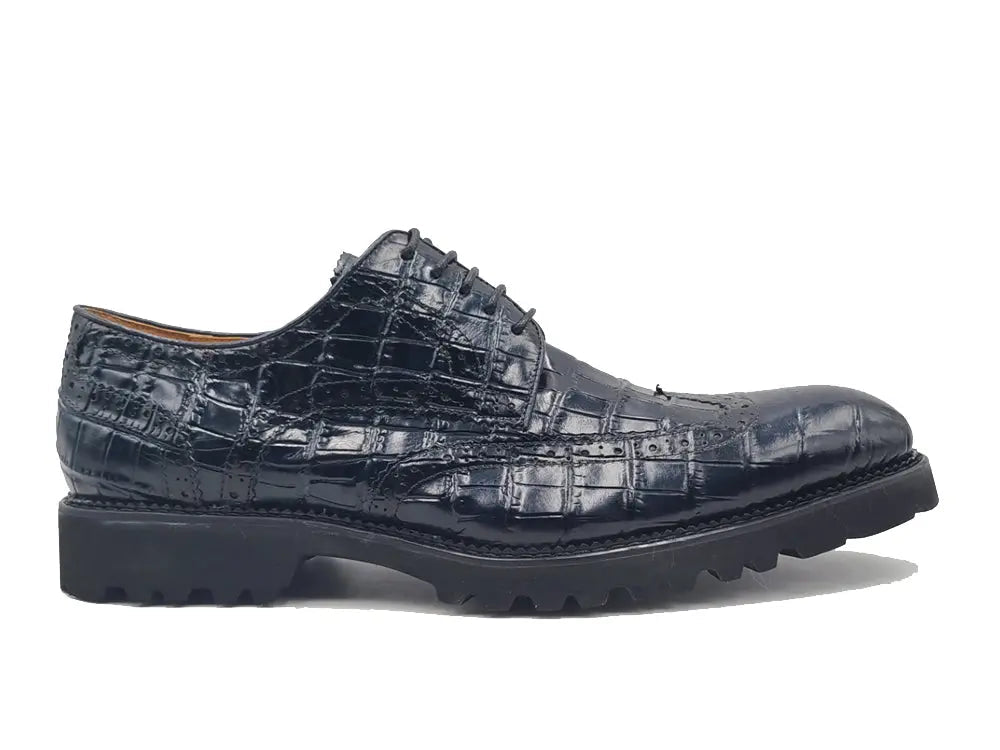 Carrucci Blucher Style Alligator Embossed Oxford