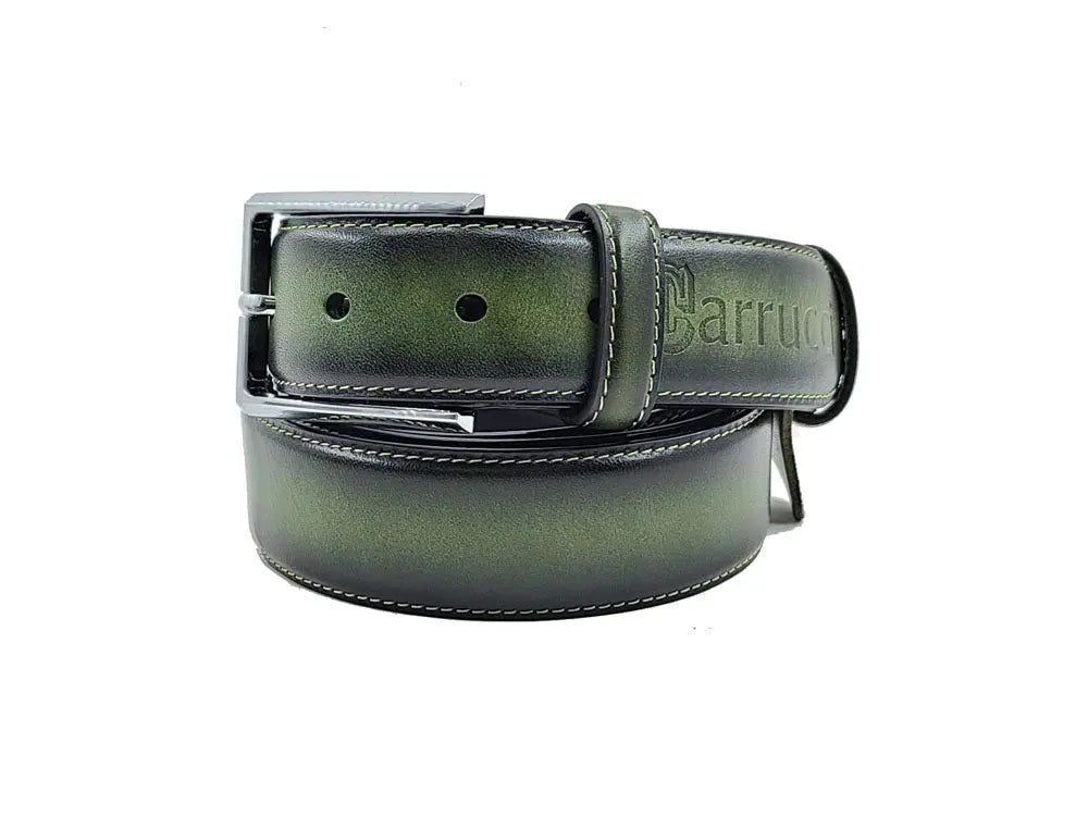 Carrucci Burnished Calfskin Leather Belt