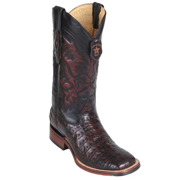 Los Altos Boots - Mens Dress Cowboy Boot - Low Priced Caiman Cowboy Boots- in Black Cherry