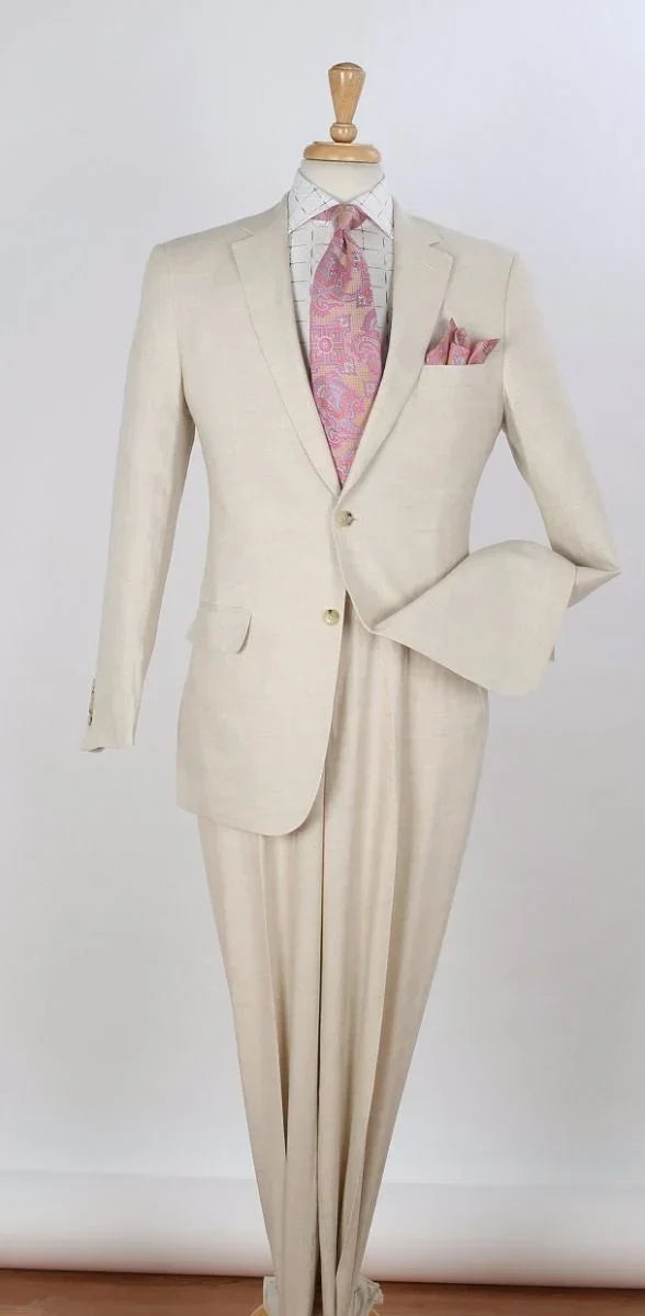 Apollo King Men's 2pc Executive Suit 100% Linen