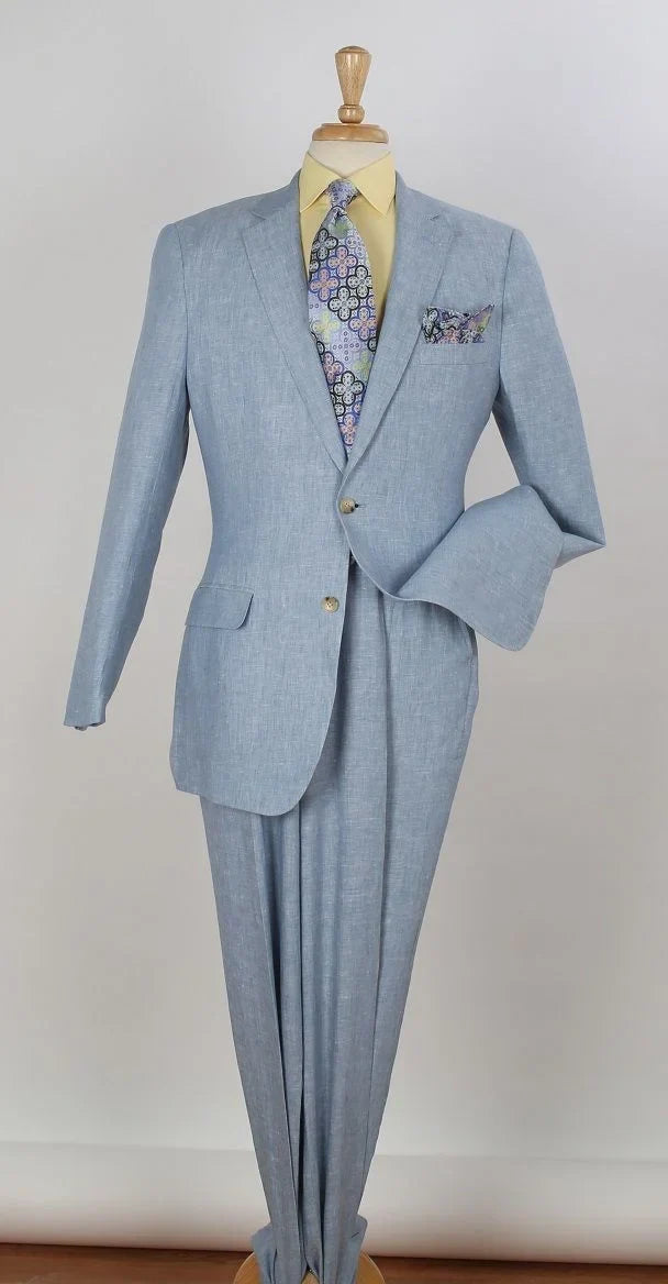 Apollo King Men's 2pc Executive Suit 100% Linen