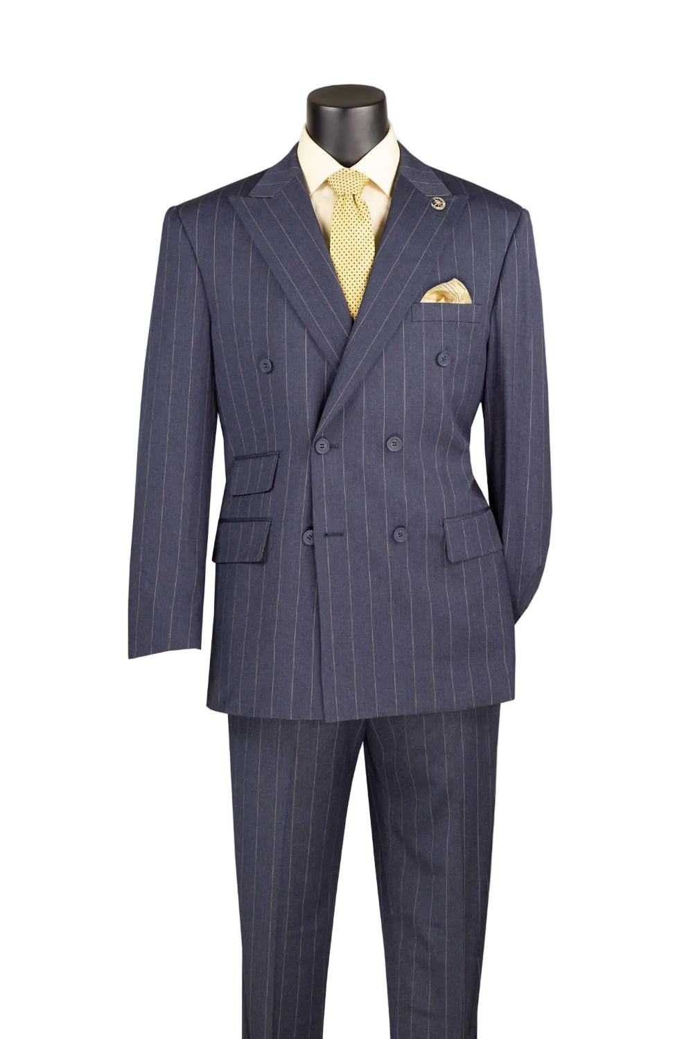 Tuscany Collection - Regular Fit 2-Piece Bold Striped Double Breasted Suit