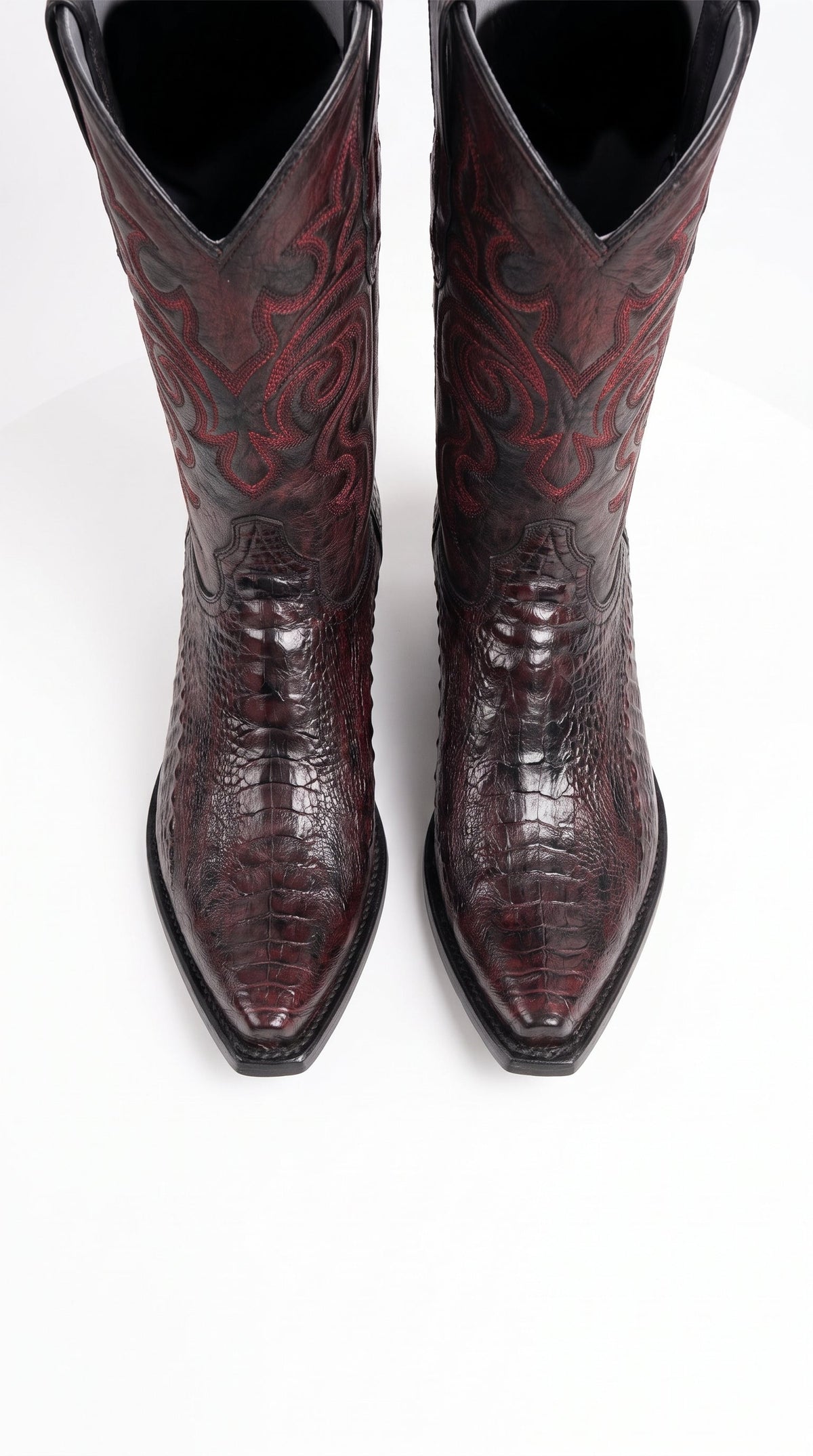 Los Altos Men’s Black Cherry Ostrich Leg Cowboy Boots, Exotic Dress Western Boots