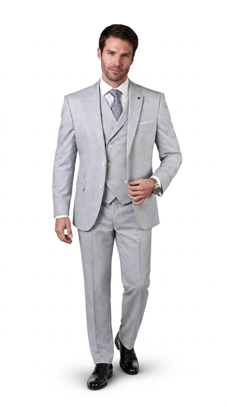 Men’s 3-Piece Tailored Fit Super 180’s Wool Suit - Powder