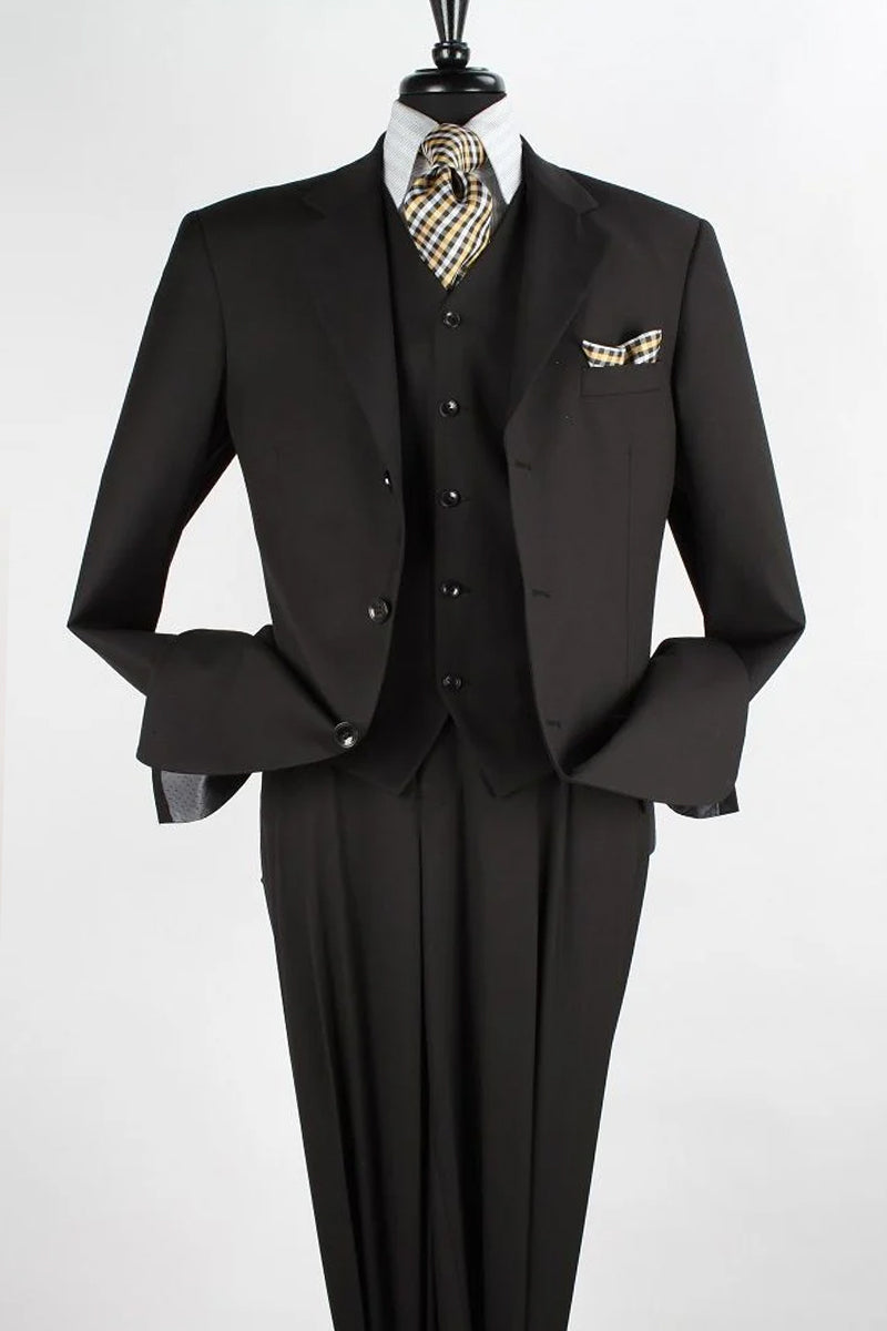 Apollo King Men's 3 Piece Executive Suit - Sleek Black