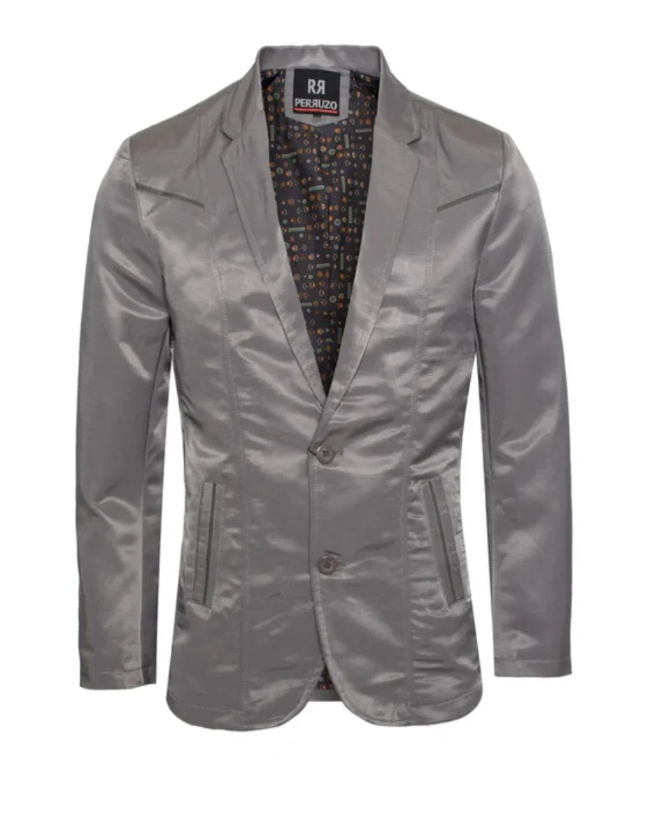 Men's Western Grey Blazer Slim Fit Steel Gray Sport Coat for Weddings, Business & Formal Events