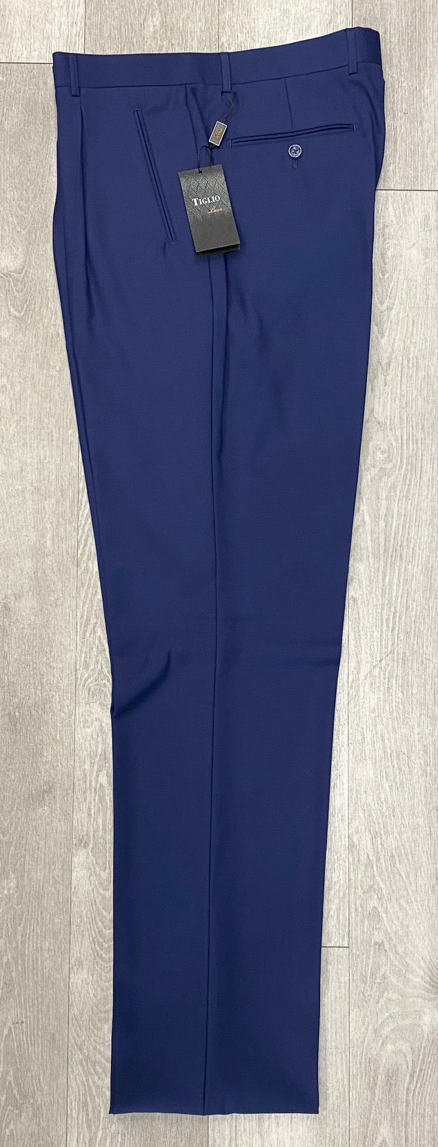 Tiglio Luxe 2521 Comfort Fit Single Pleated Pants 18+ Inch Leg TIG5966 Blue (SIZE 50 ONLY)