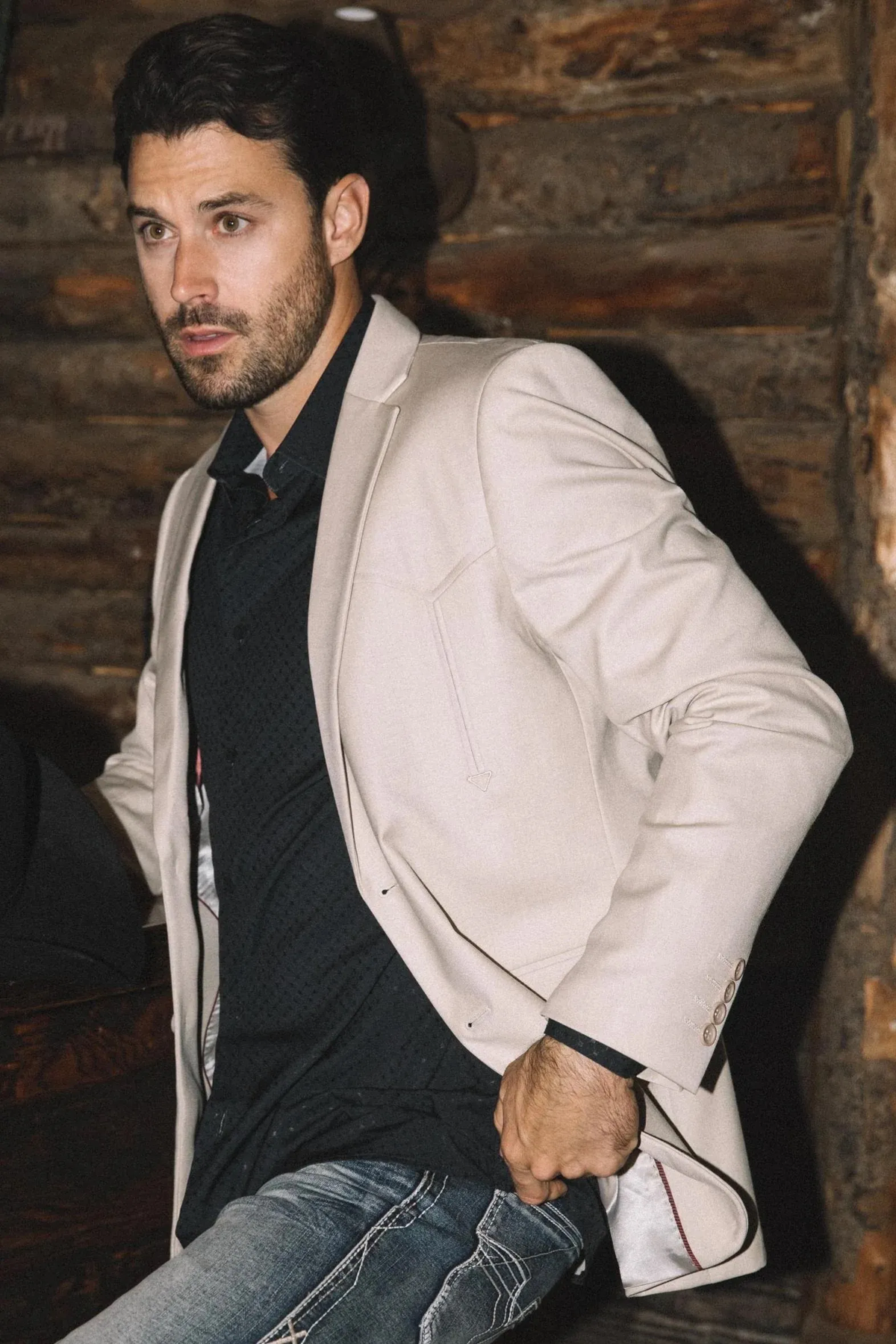 Beige Western Sport Coat for Men – Light Tone Frontier Jacket