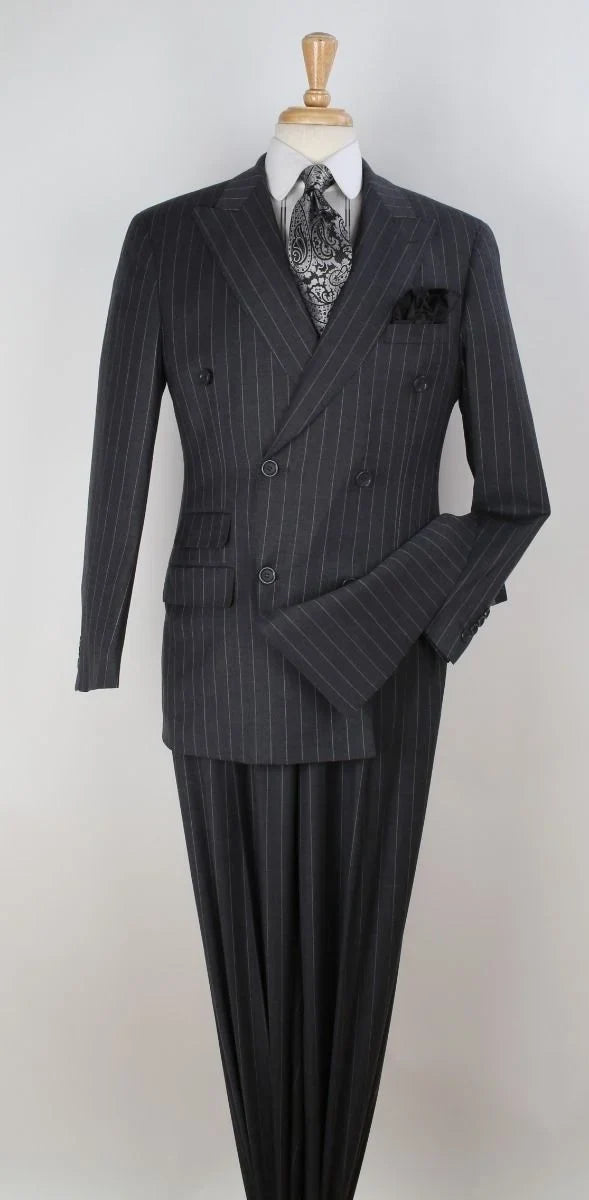 Apollo King Men's Outlet 3 Piece 100% Wool Suit Fashion Windowpane-New Designer Collection