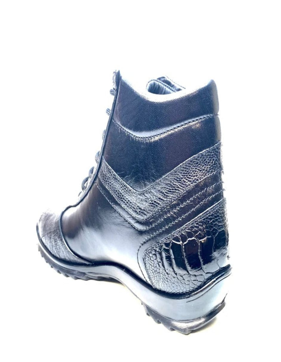 Los Altos Black Ostrich Leg High-top Sneakers