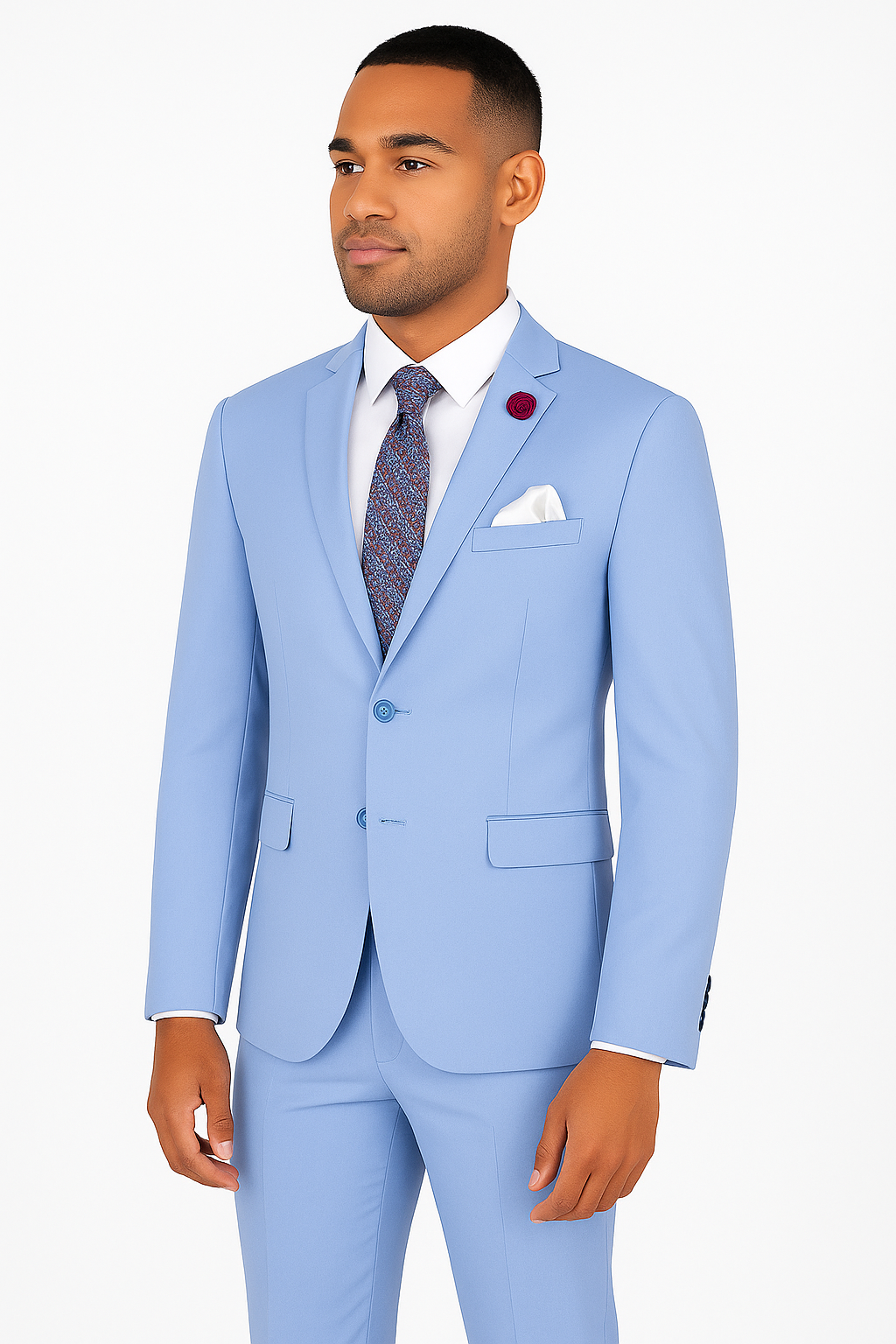 Ultra Slim Fit 2 Piece Suit Stretch Fabric in Solid Light Blue