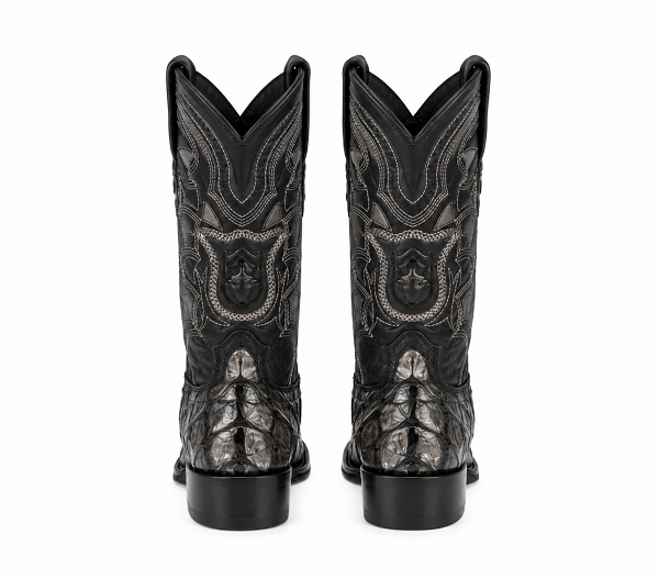 Los Altos Pirarucu Gray & Black European Square Toe Mens Boot
