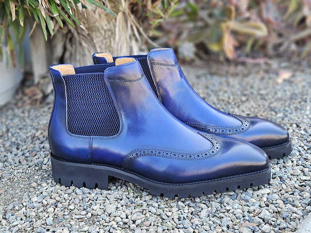 Carrucci Lug Sole Chelsea Boot with Wingtip Toe