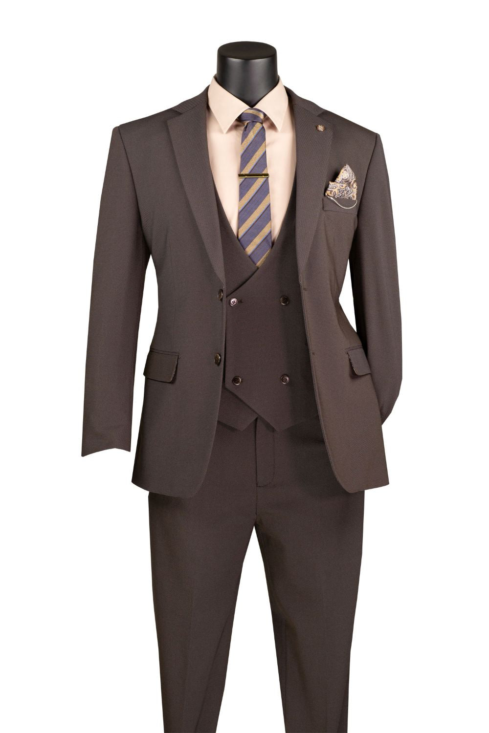 Modern Fit 3-Piece Suit with Vest and Adjustable Waistband Pants
