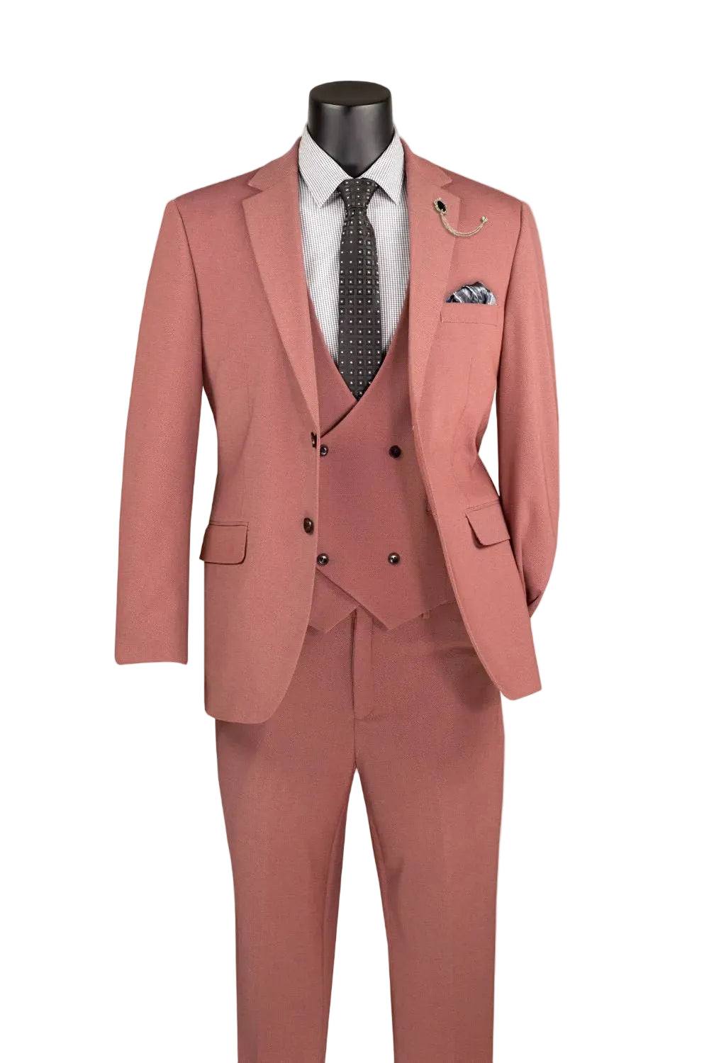 Modern Fit 3-Piece Suit with Vest and Adjustable Waistband Pants