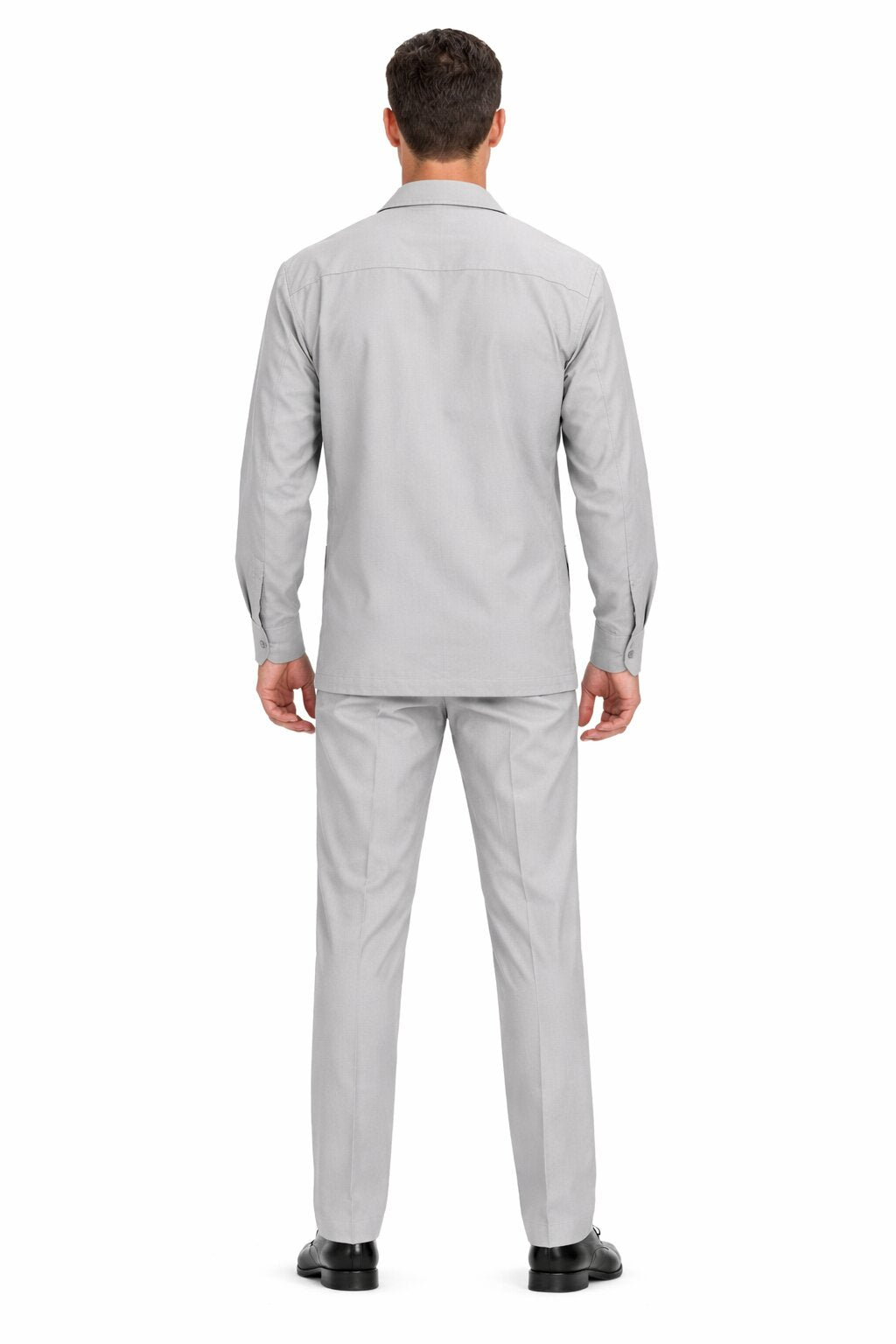 Mens Luxury Grey Wool Two-Piece Leisure Walking Suit