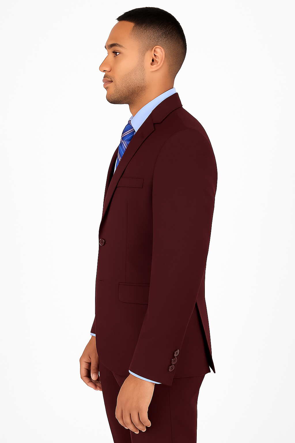 Ultra Slim Fit 2 Piece Suit Stretch Fabric in Solid Burgundy
